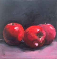 Peinture à l'huile pomme sur rose