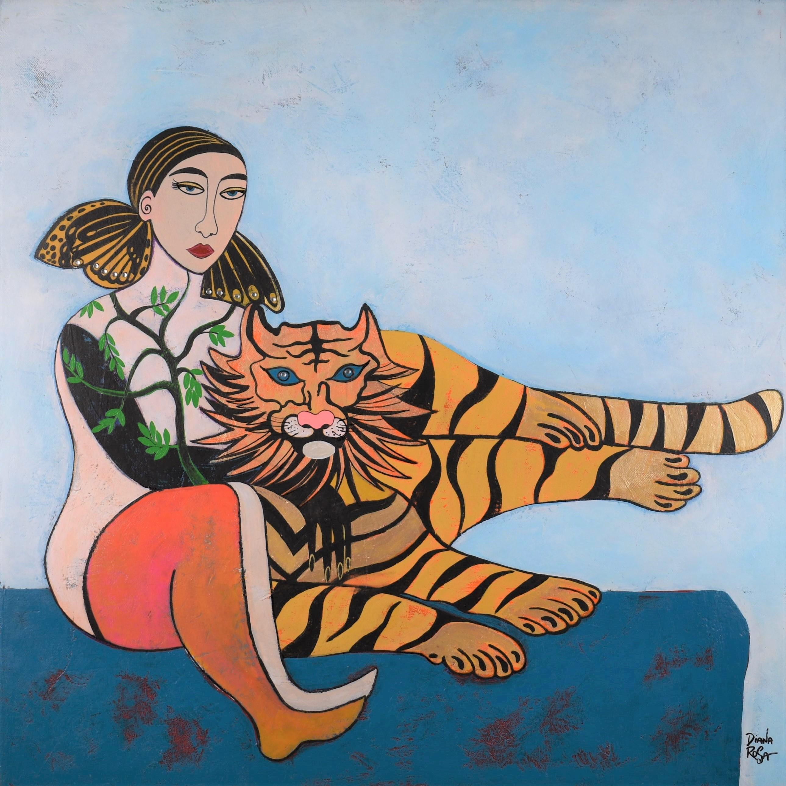Diana Rosa Animal Painting - Never Alone, Original Painting