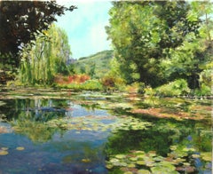 Monet's Pond at Giverny, View towards the Hill, Oil Painting