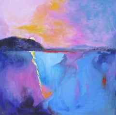 Peinture à l'huile - coucher de soleil sur le fleuve Tennessee