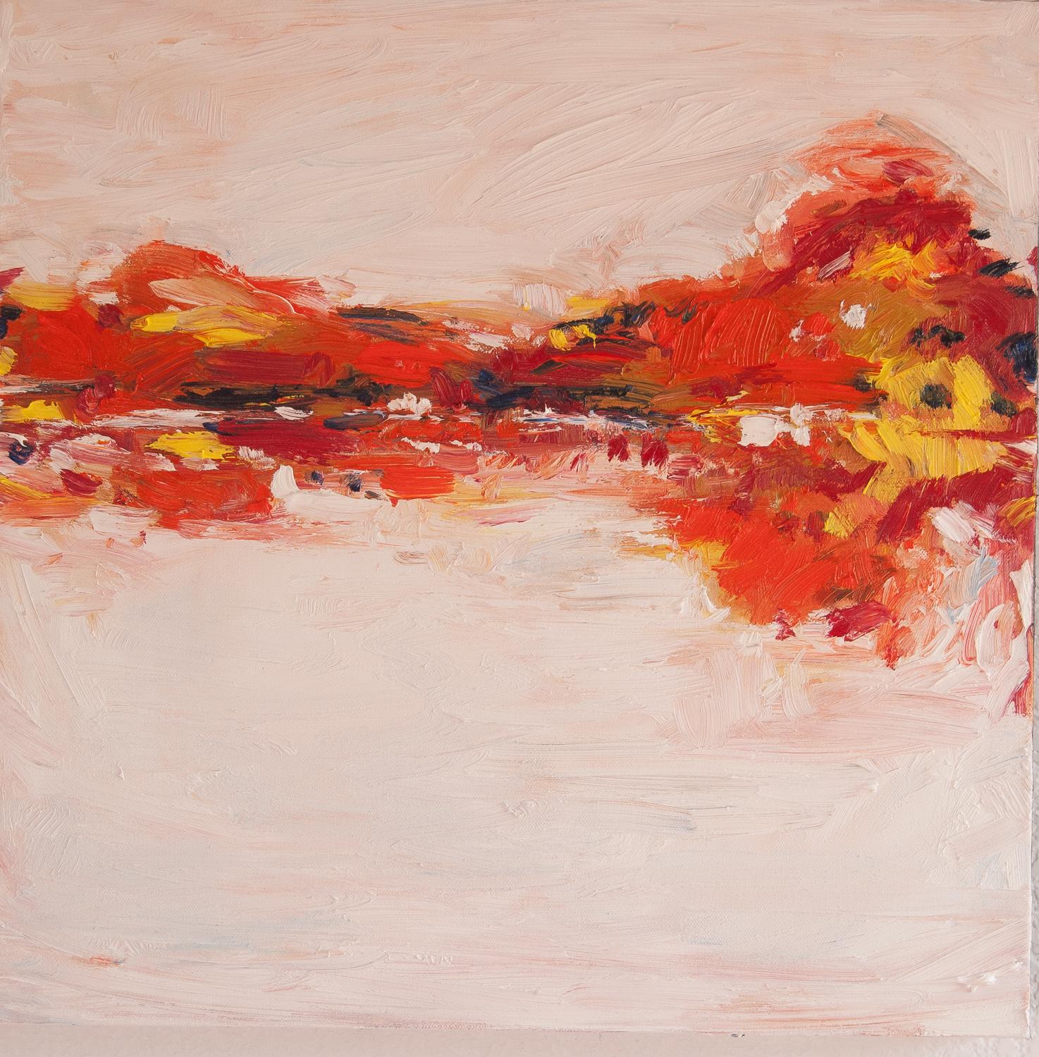 Kajal Zaveri Abstract Painting - Autumn Reflection, Abstract Oil Painting