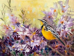 Meadowlark & Purples, Original Painting