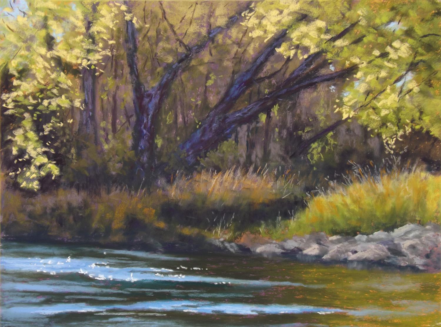 « At the Edge of the Stream » (Au bord du ruisseau), peinture originale