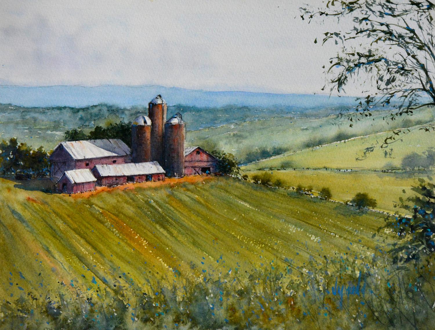 Judy Mudd Landscape Art - A View of Big Red, Original Painting