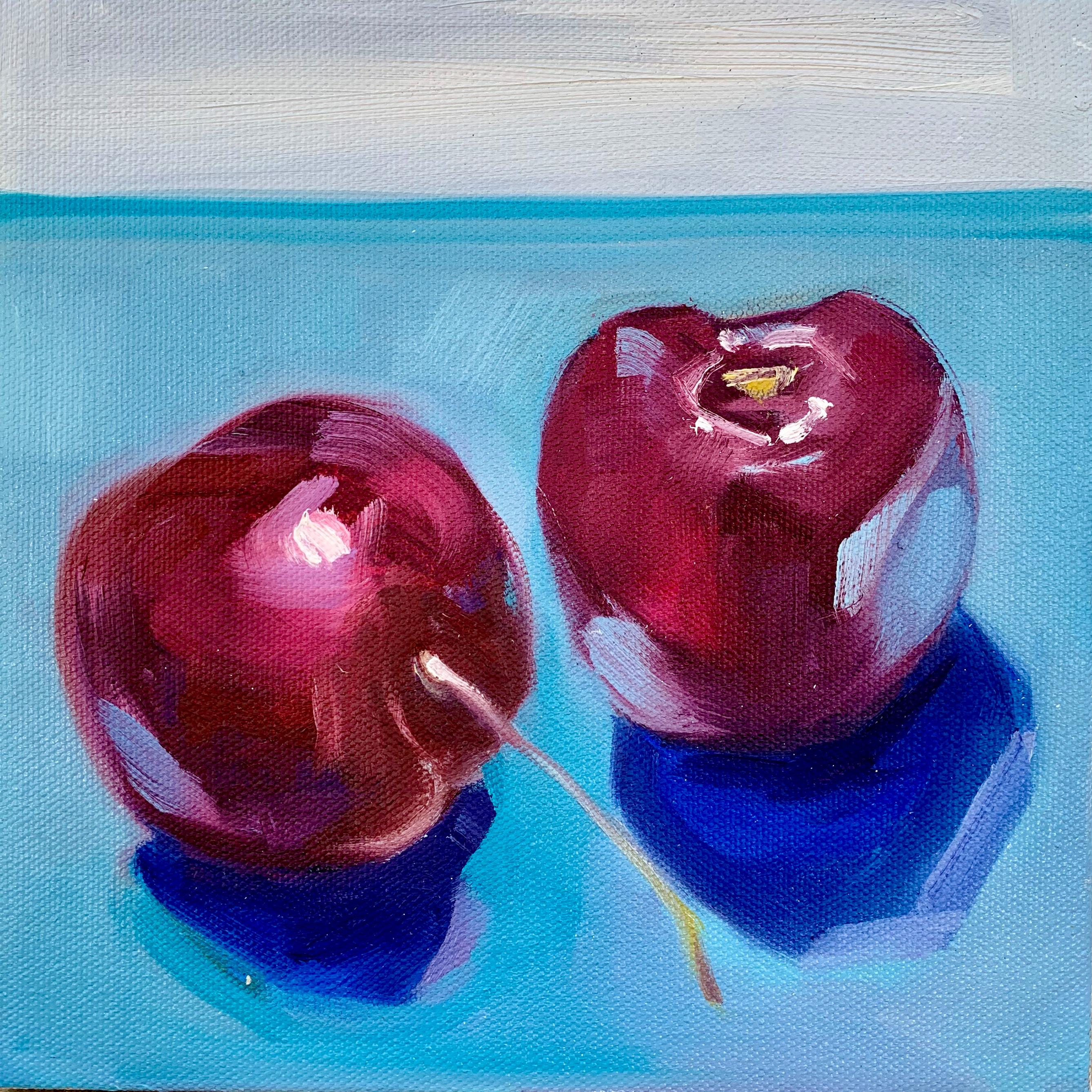 Malia Pettit Still-Life Painting - Dark Cherries, Oil Painting
