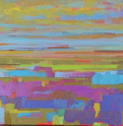 The Pink Fields and the Horizon, Abstract Oil Painting