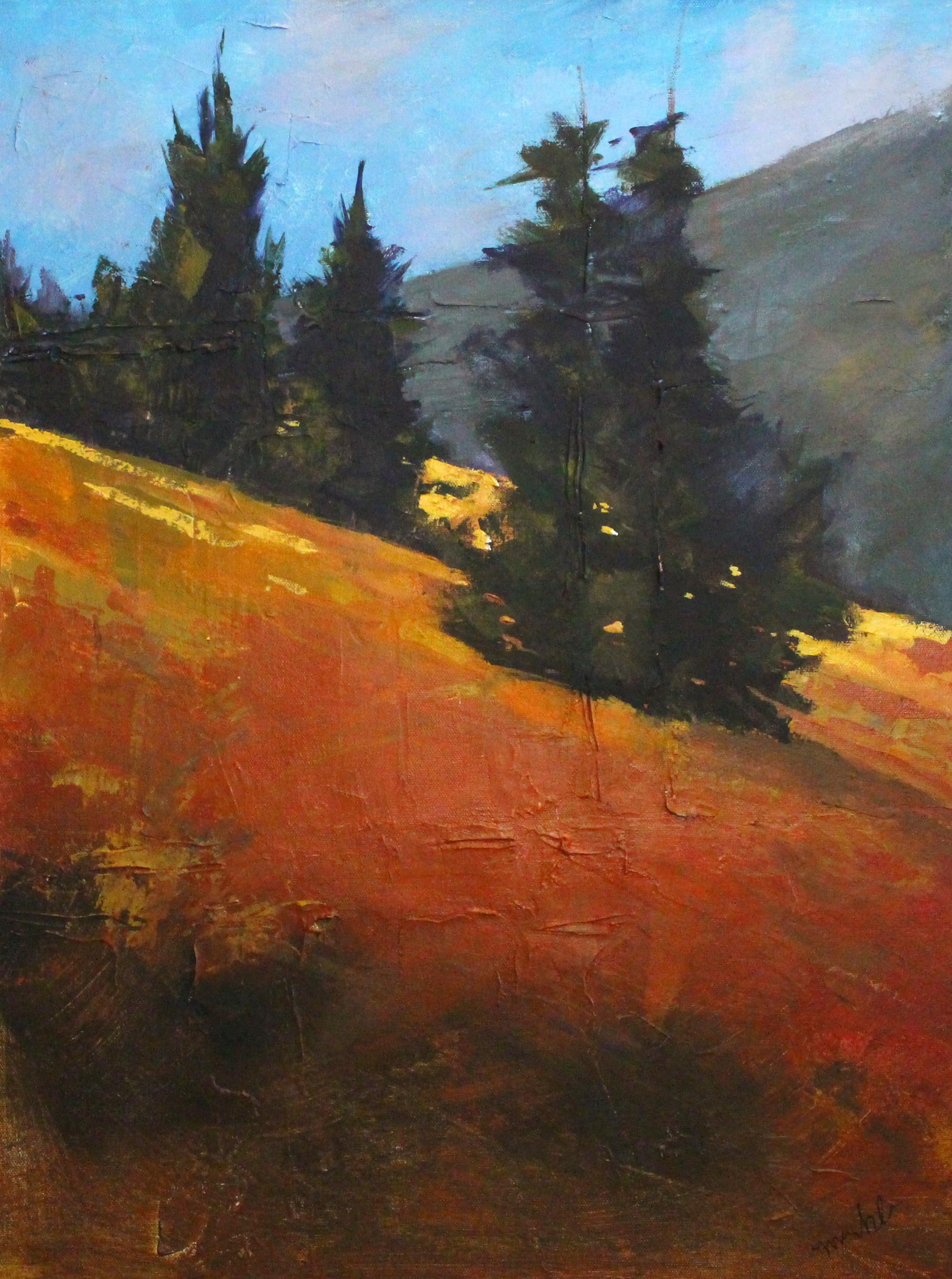 Golden Hillside, Original Painting - Art by Nancy Merkle