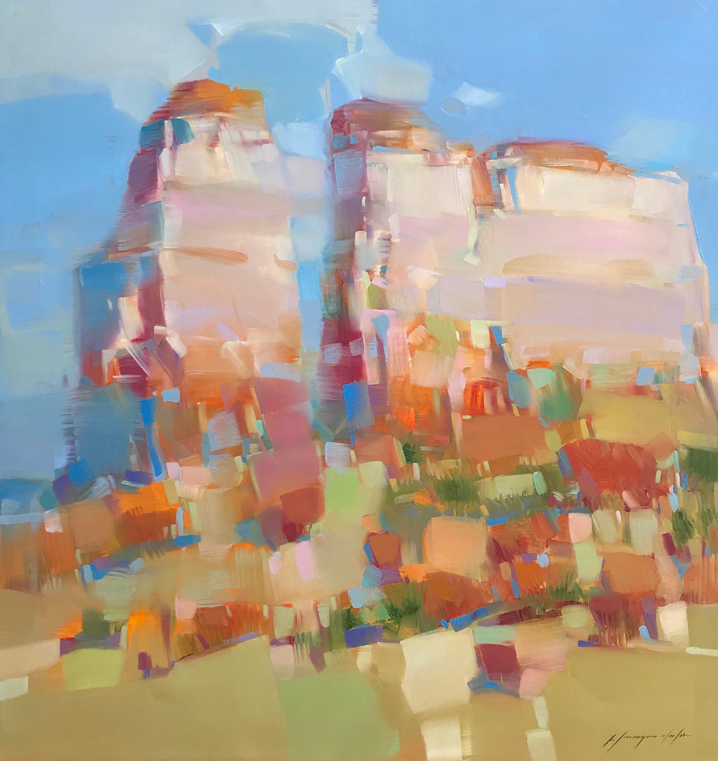 Vahe Yeremyan Landscape Painting - Mountain Cliff, Oil Painting