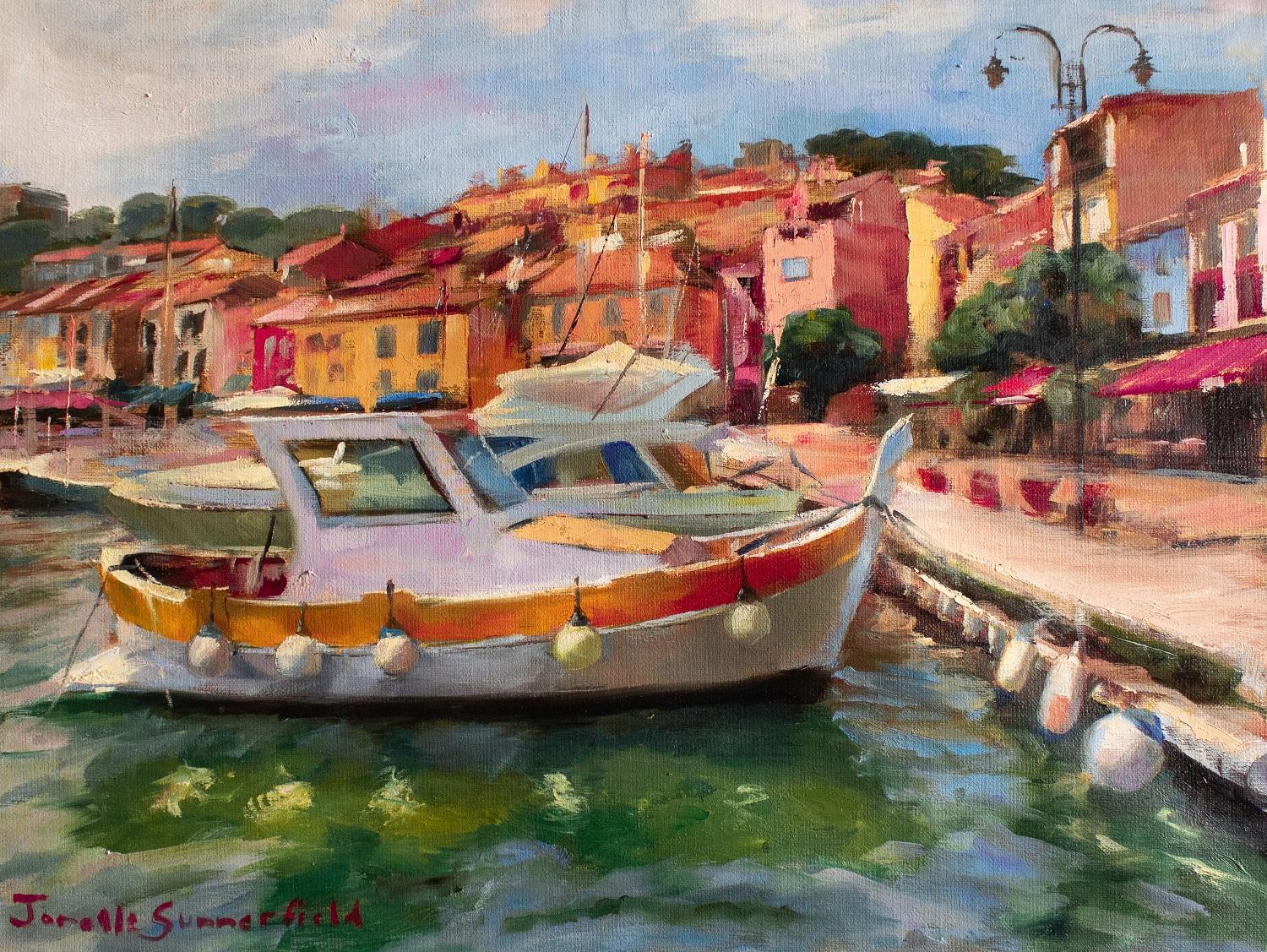 Boat in Cassis, Oil Painting - Art by Jonelle Summerfield