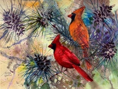 Cardinal Contentment, Original Painting