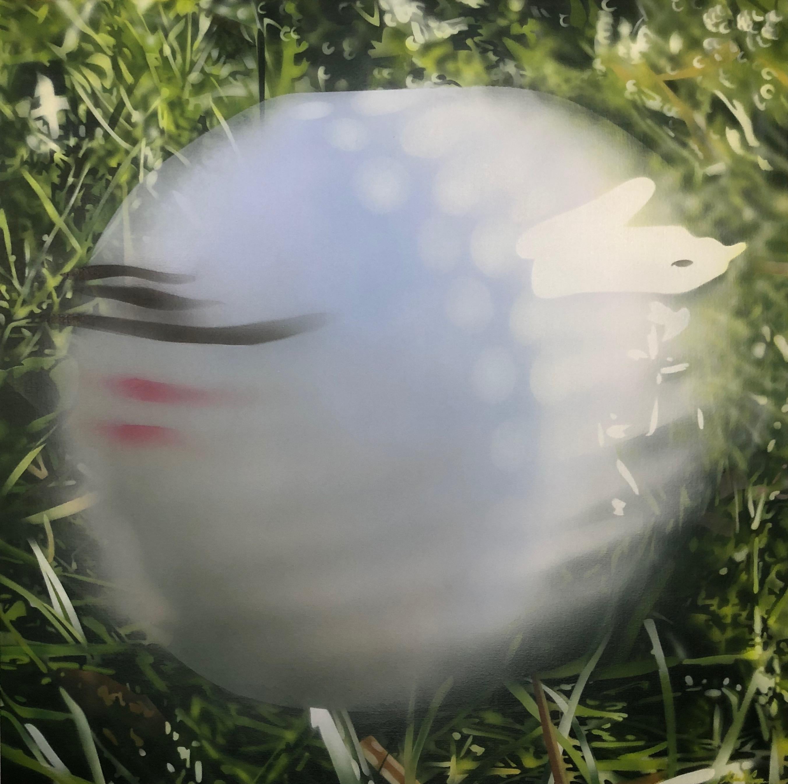 Peinture originale représentant une balle de golf en mouvement - Art de Stephen Capogna