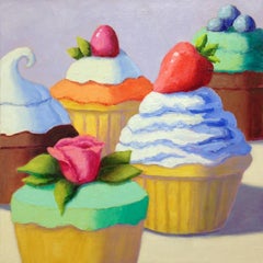 Five Cupcakes, Oil Painting