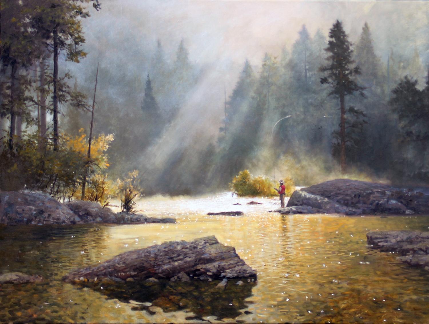 Fly Fishing, Oil Painting - Art by Kent Sullivan