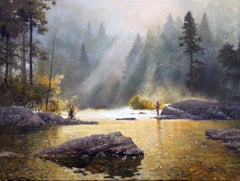 Fly Fishing, Oil Painting