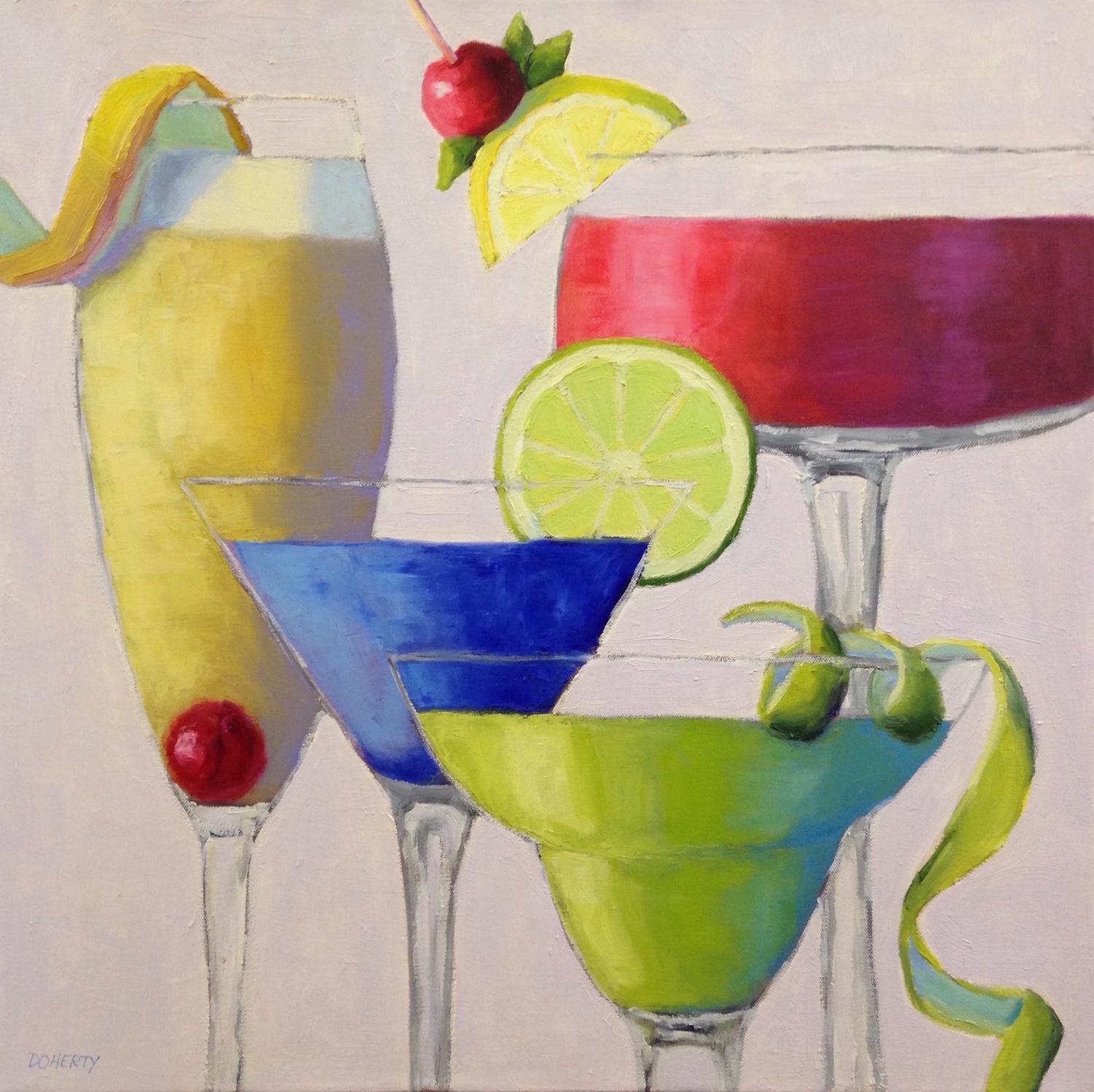 Pat Doherty Still-Life Painting - Cheers!, Oil Painting