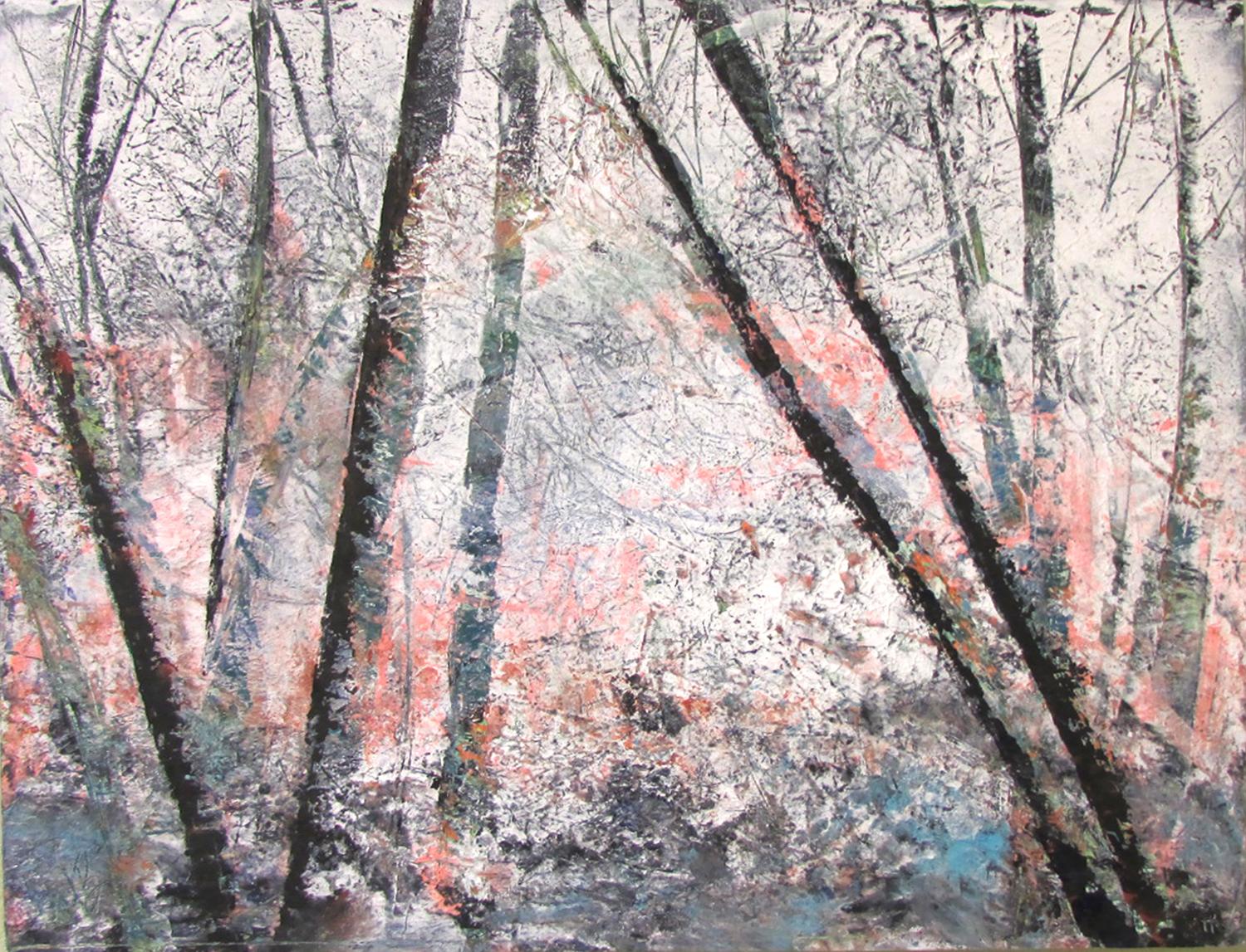 Valerie Berkely Abstract Painting - Bare Trees #5, Abstract Oil Painting