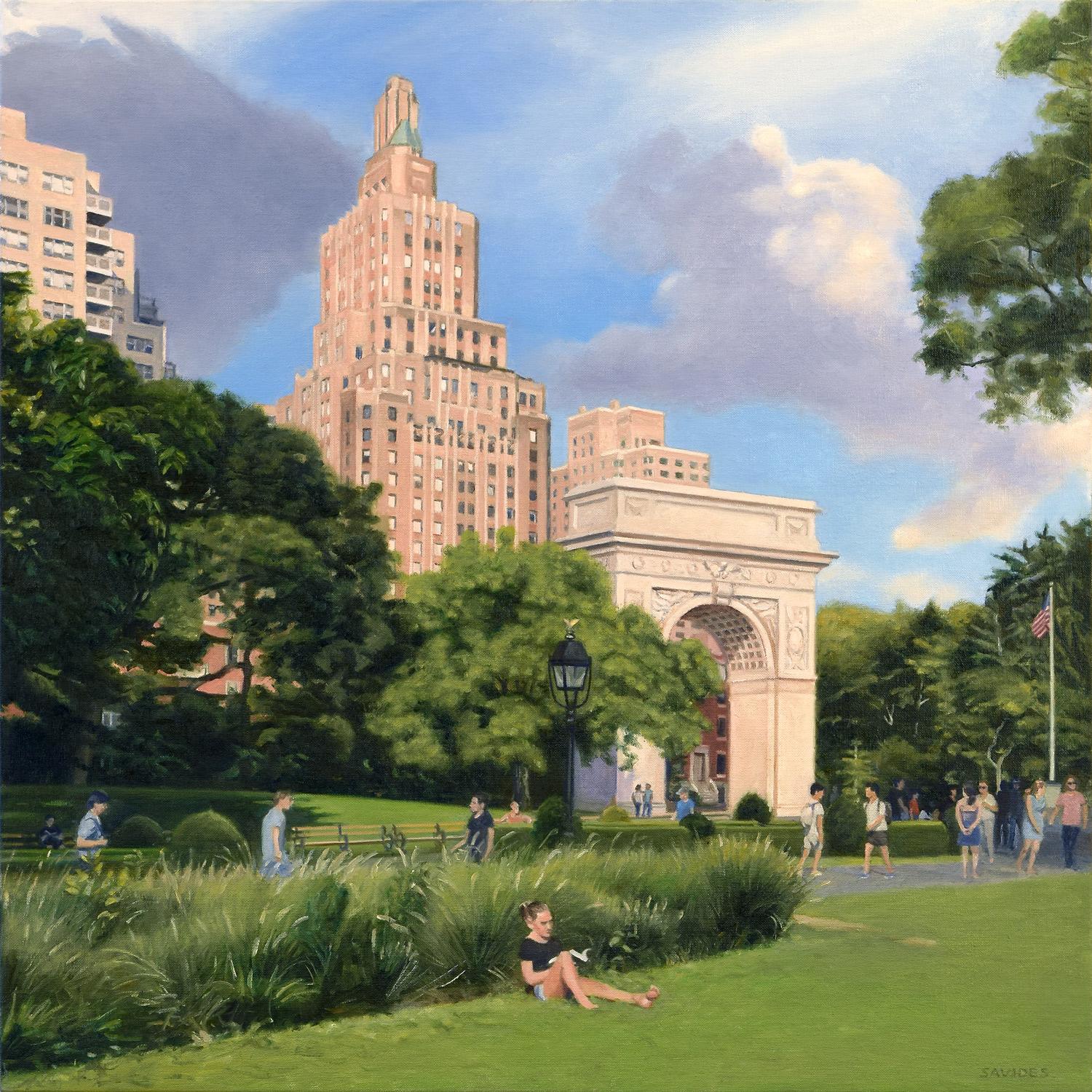 Nick Savides Interior Painting - Washington Square Park - Summer Afternoon, Oil Painting