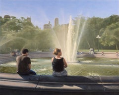 Washington Square Fountain, Oil Painting