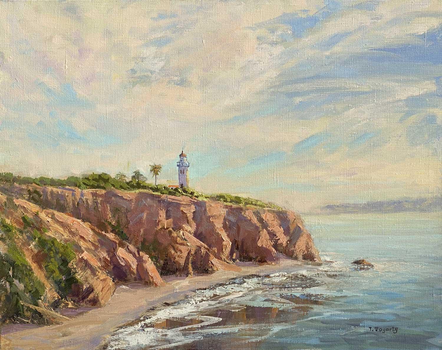 Point Vicente Light, Oil Painting - Art by Tatyana Fogarty