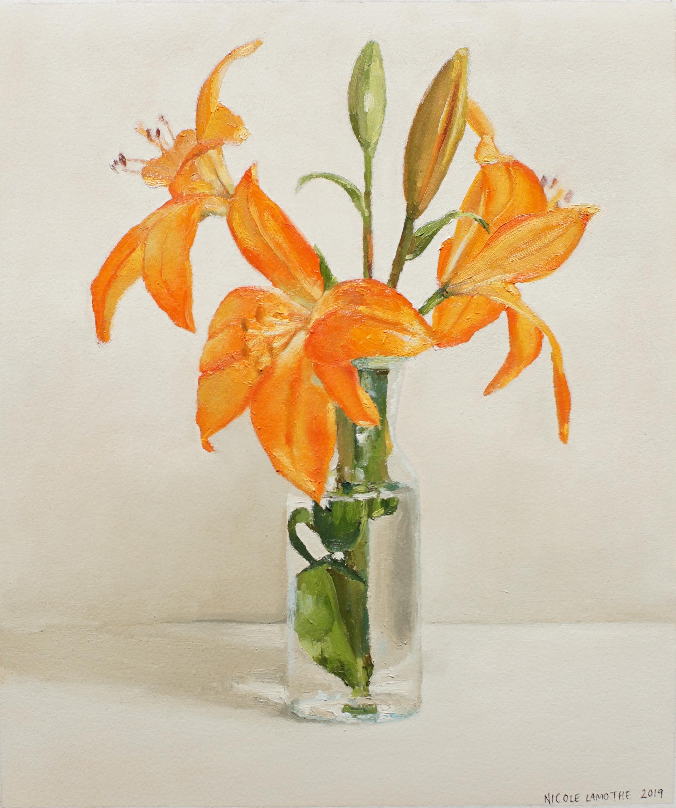 Nicole Lamothe Still-Life Painting - Orange Lily, Oil Painting