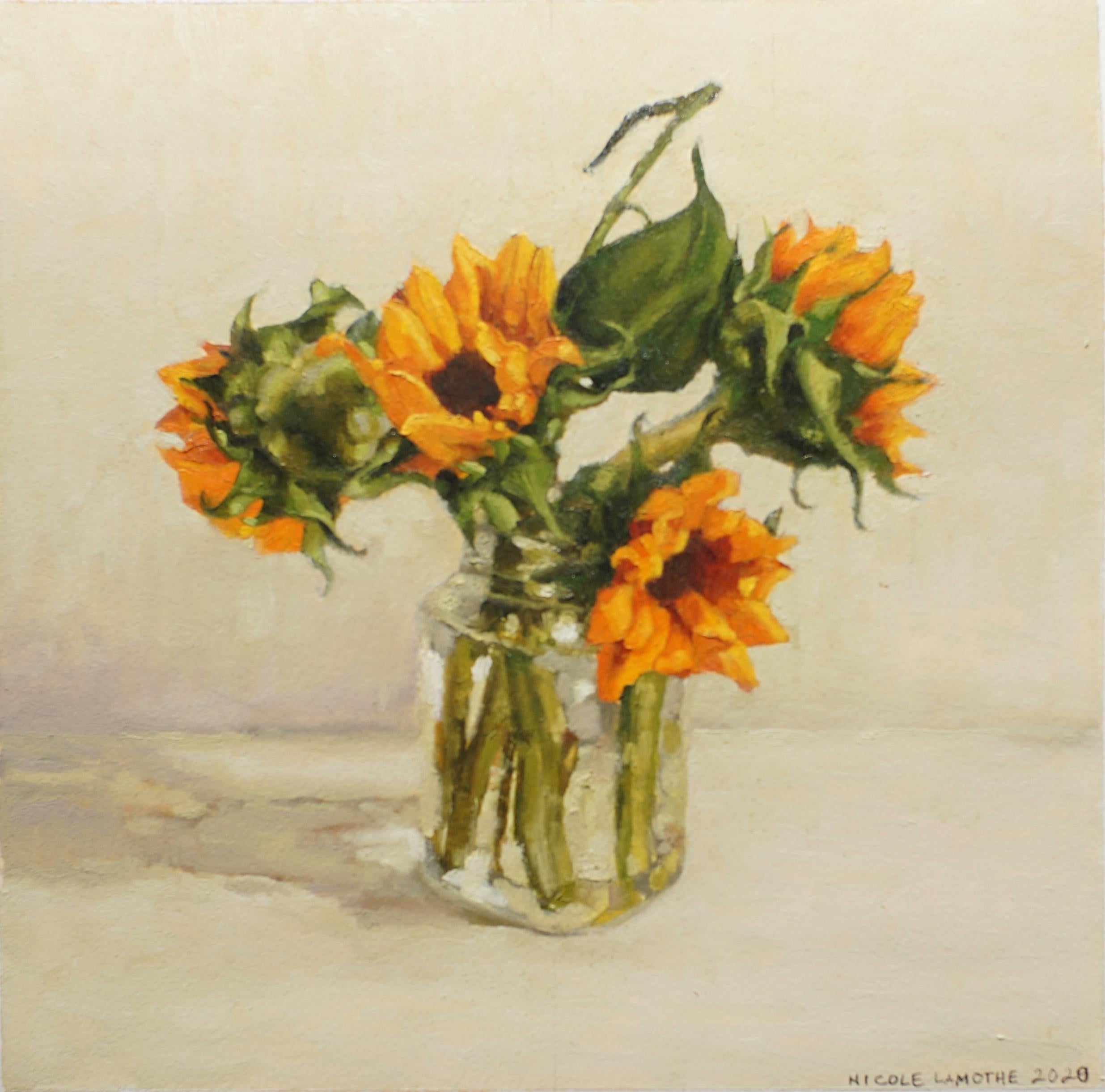 Still-Life Painting Nicole Lamothe - Petite jarre de soleil, peinture à l'huile