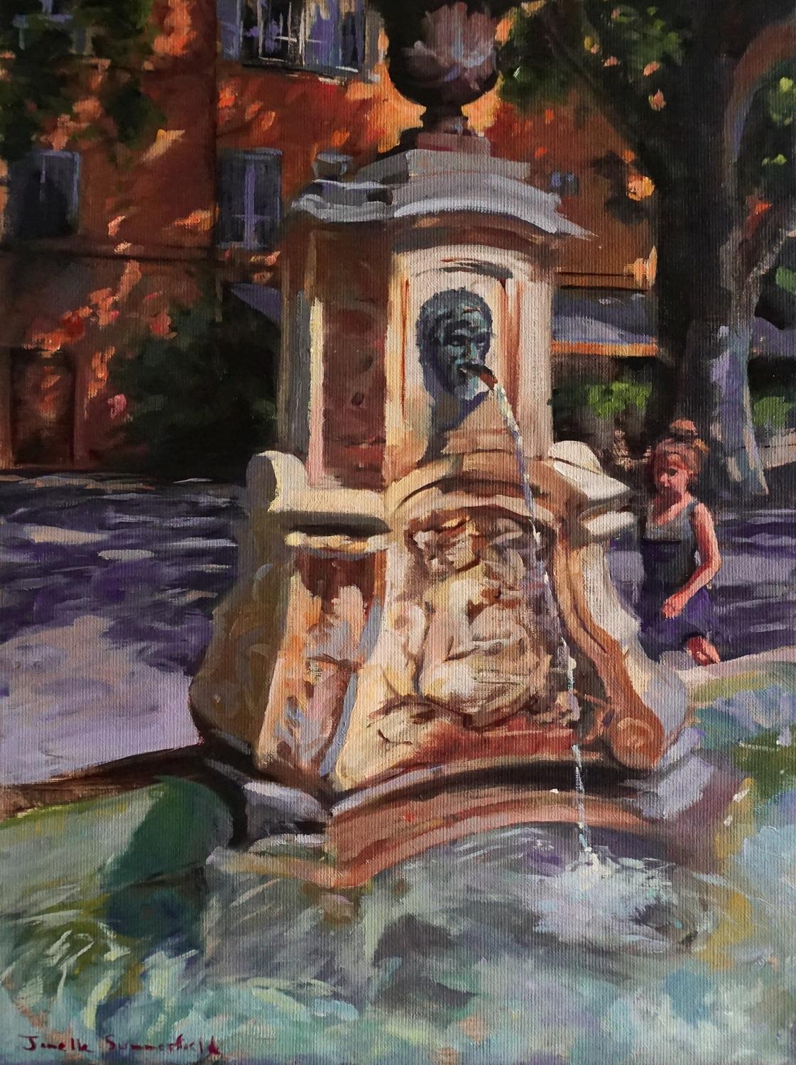 Jonelle Summerfield Interior Painting - Fountain in Aix II, Oil Painting