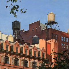 Rooftops from Madison Square Park, Oil Painting