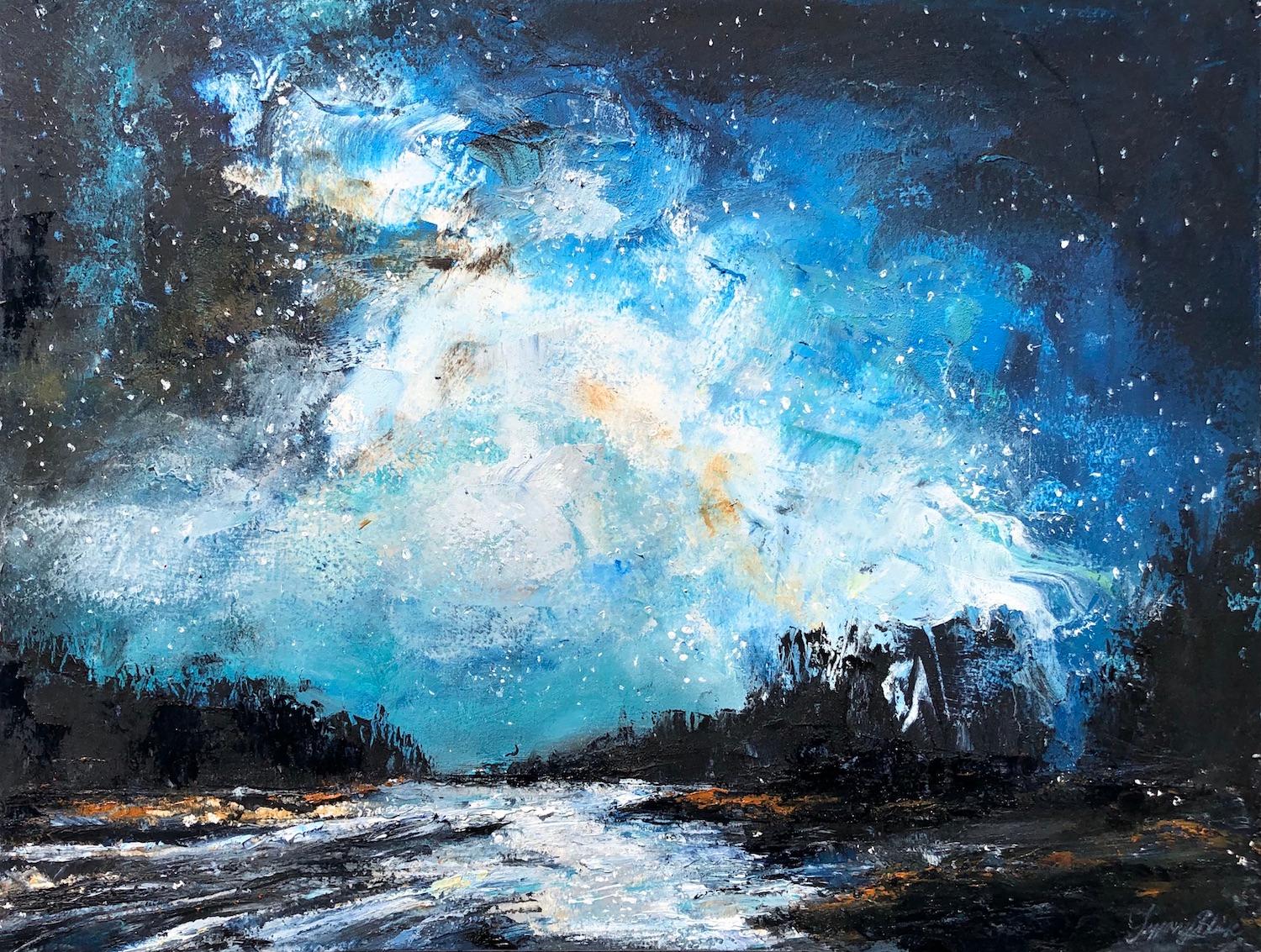 Moonlight Lookout, Abstract Painting - Mixed Media Art by Tiffany Blaise