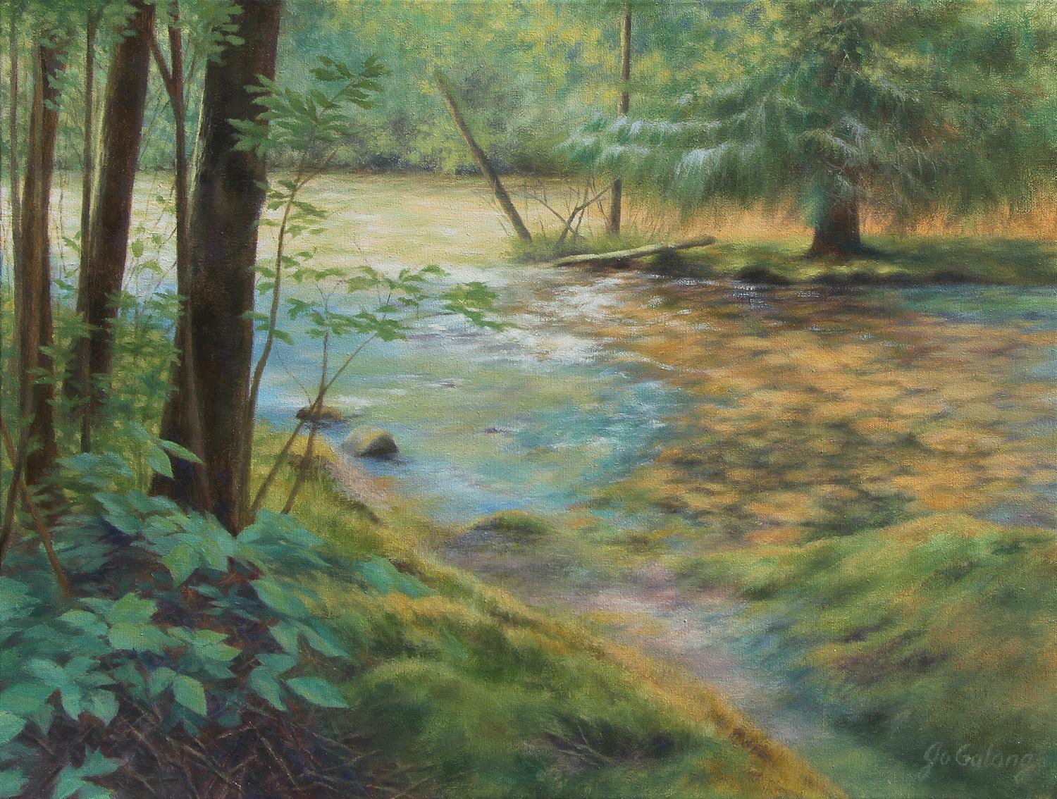 Landscape Painting de Jo Galang - Susurros de primavera, Pintura al óleo
