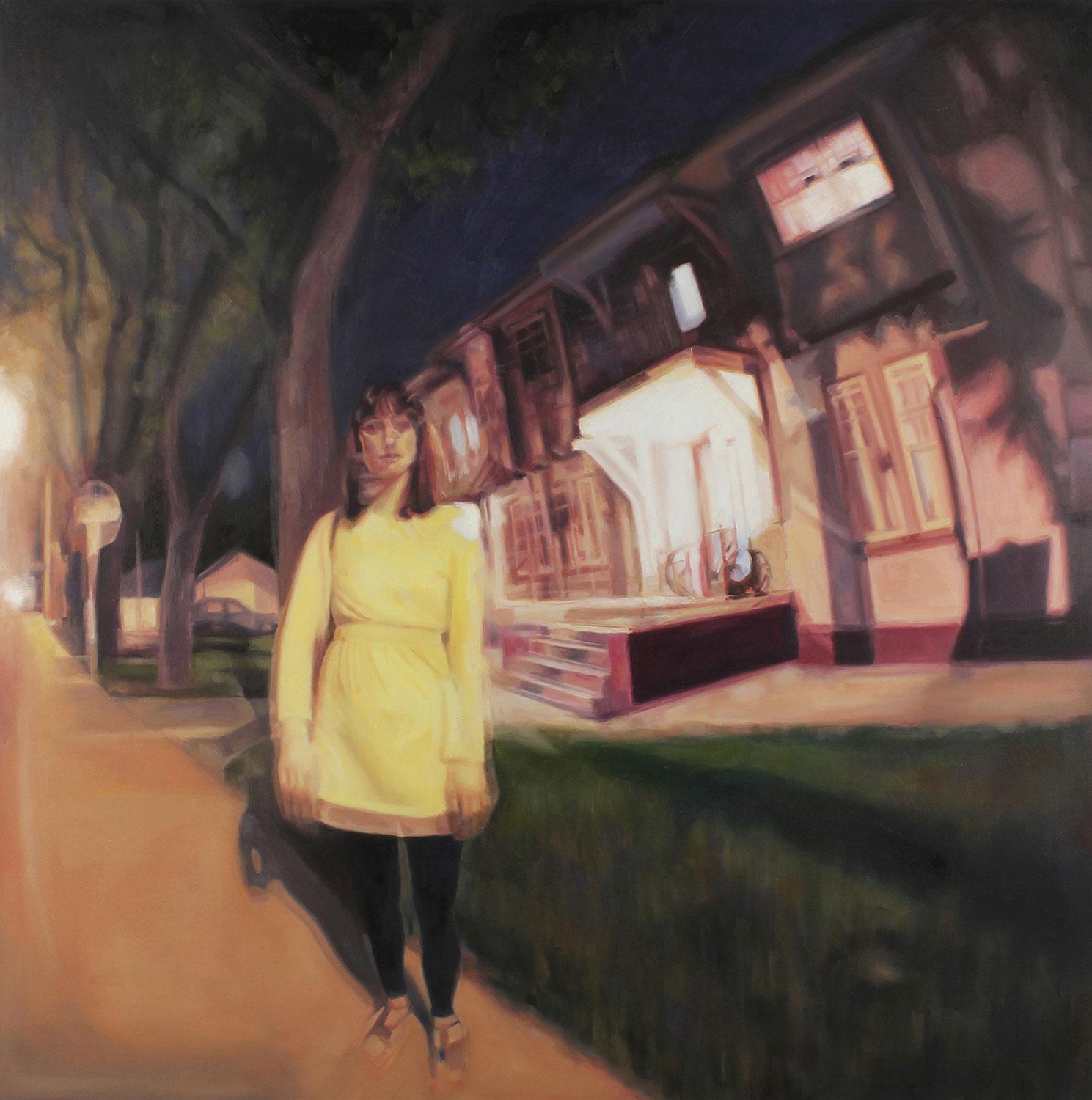 Kristen Brown Figurative Painting - No Cars Go, Oil Painting