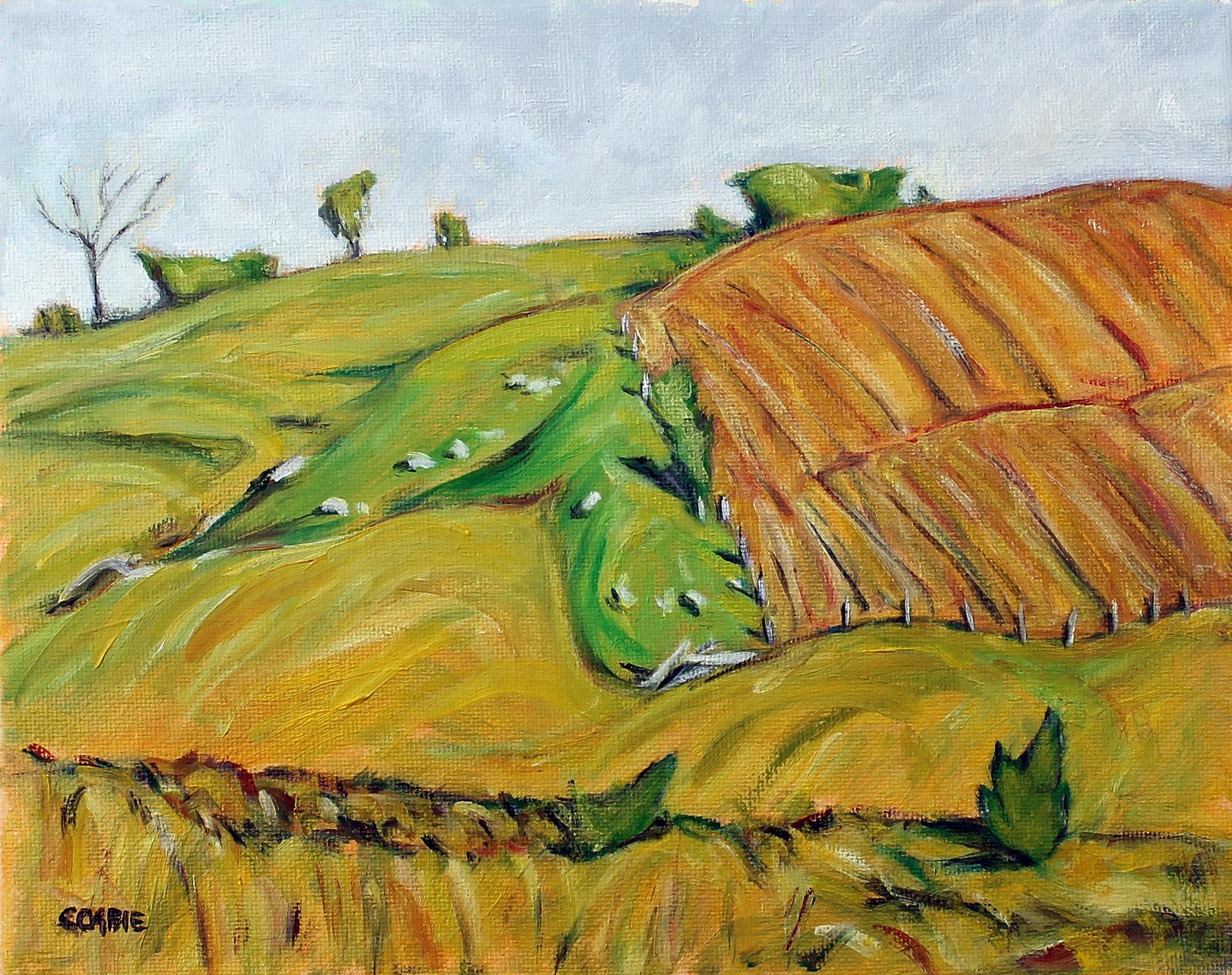 Doug Cosbie Landscape Painting - Rolling Fields, Berks County, PA, Oil Painting