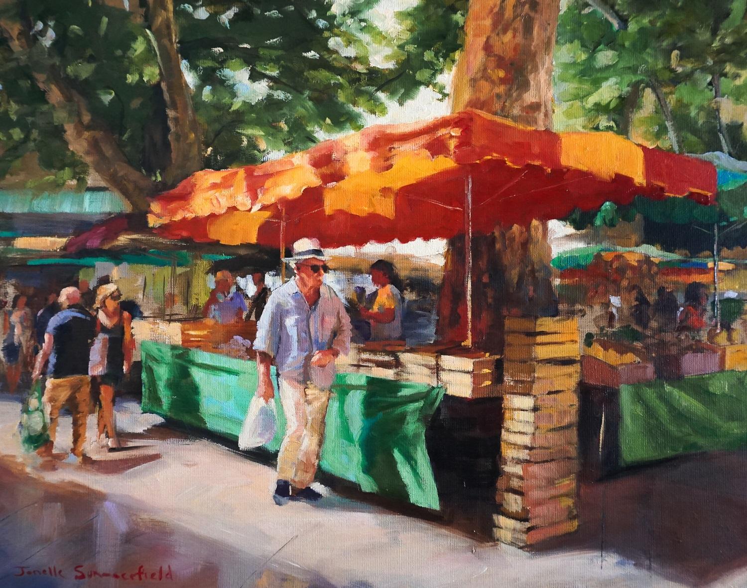 Jonelle Summerfield Landscape Painting - Market in Aix II, Oil Painting