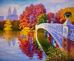 Bow Bridge. Central Park. New York., Oil Painting