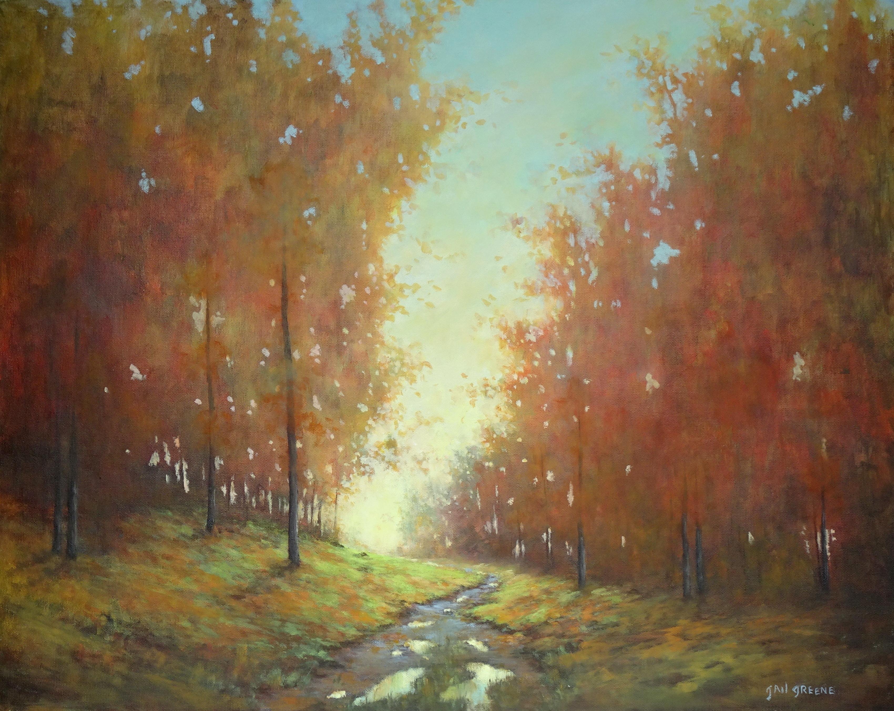 Landscape Painting Gail Greene - Peinture à l'huile - Cinnamon et cidre