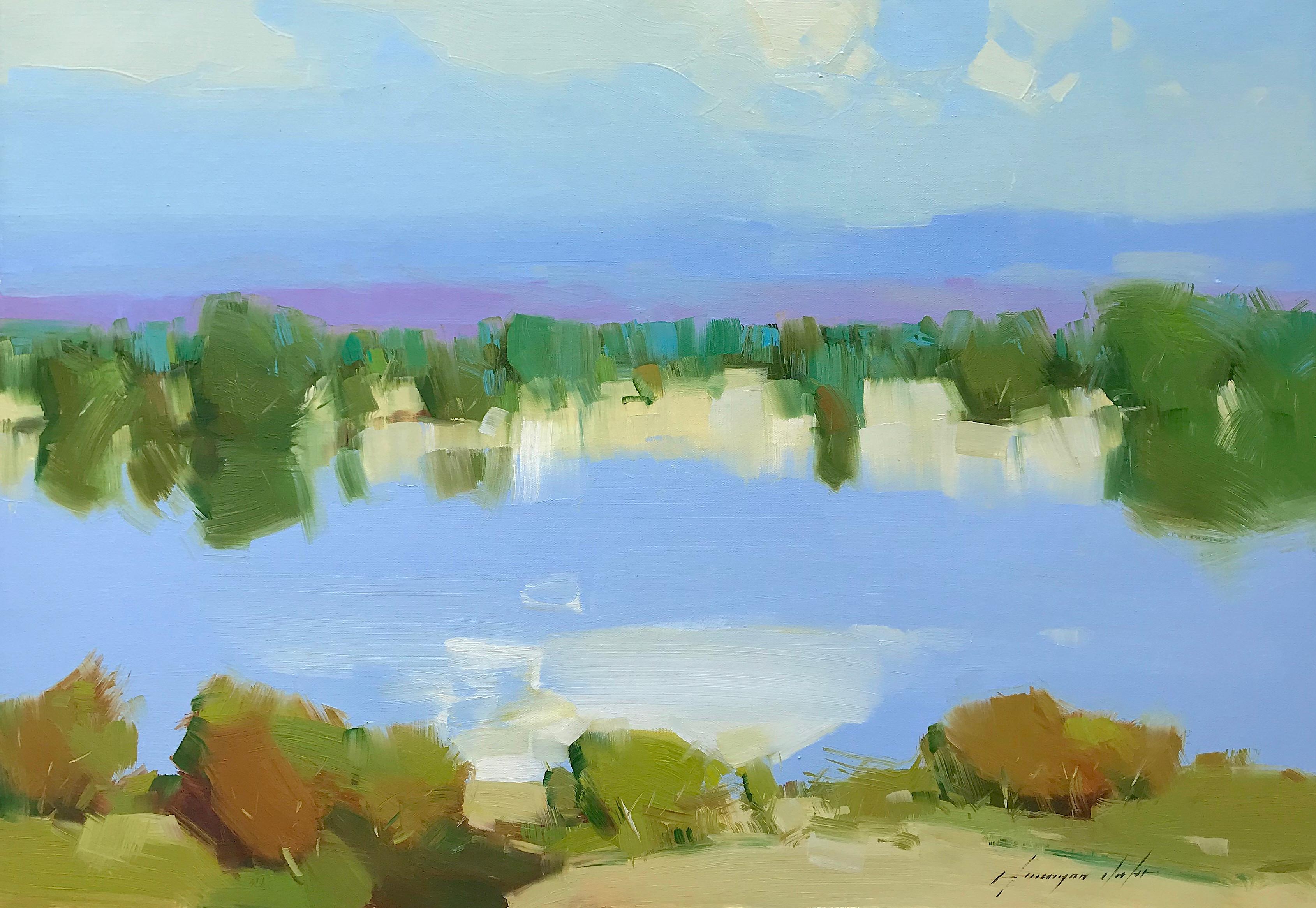 Vahe Yeremyan Landscape Painting - Lake View, Oil Painting