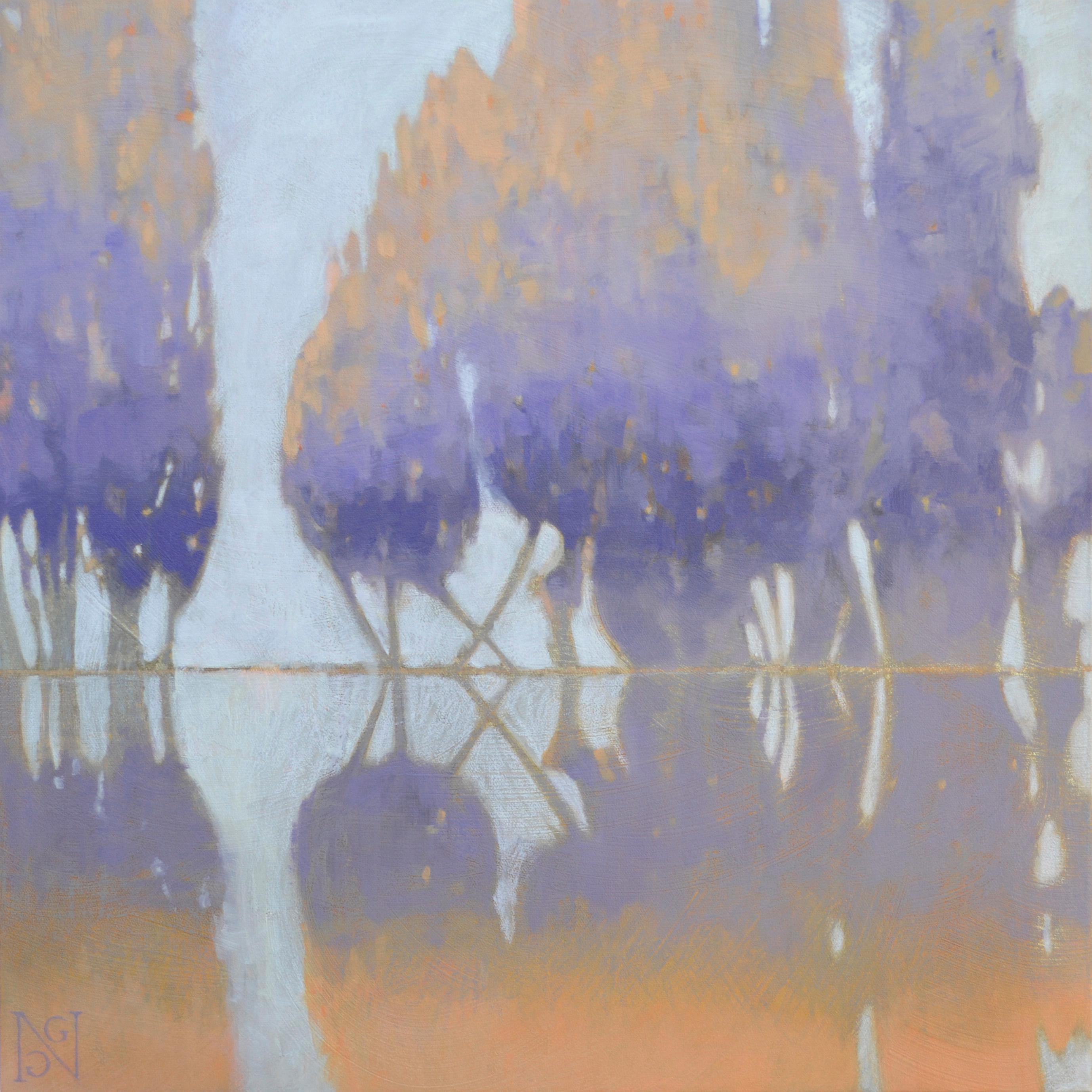 Violet Lake Cedars, Abstract Painting - Mixed Media Art by Natalie George