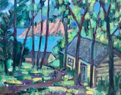 Peinture à l'huile - Cabins by the Lake