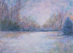 Árboles en invierno, pintura al óleo