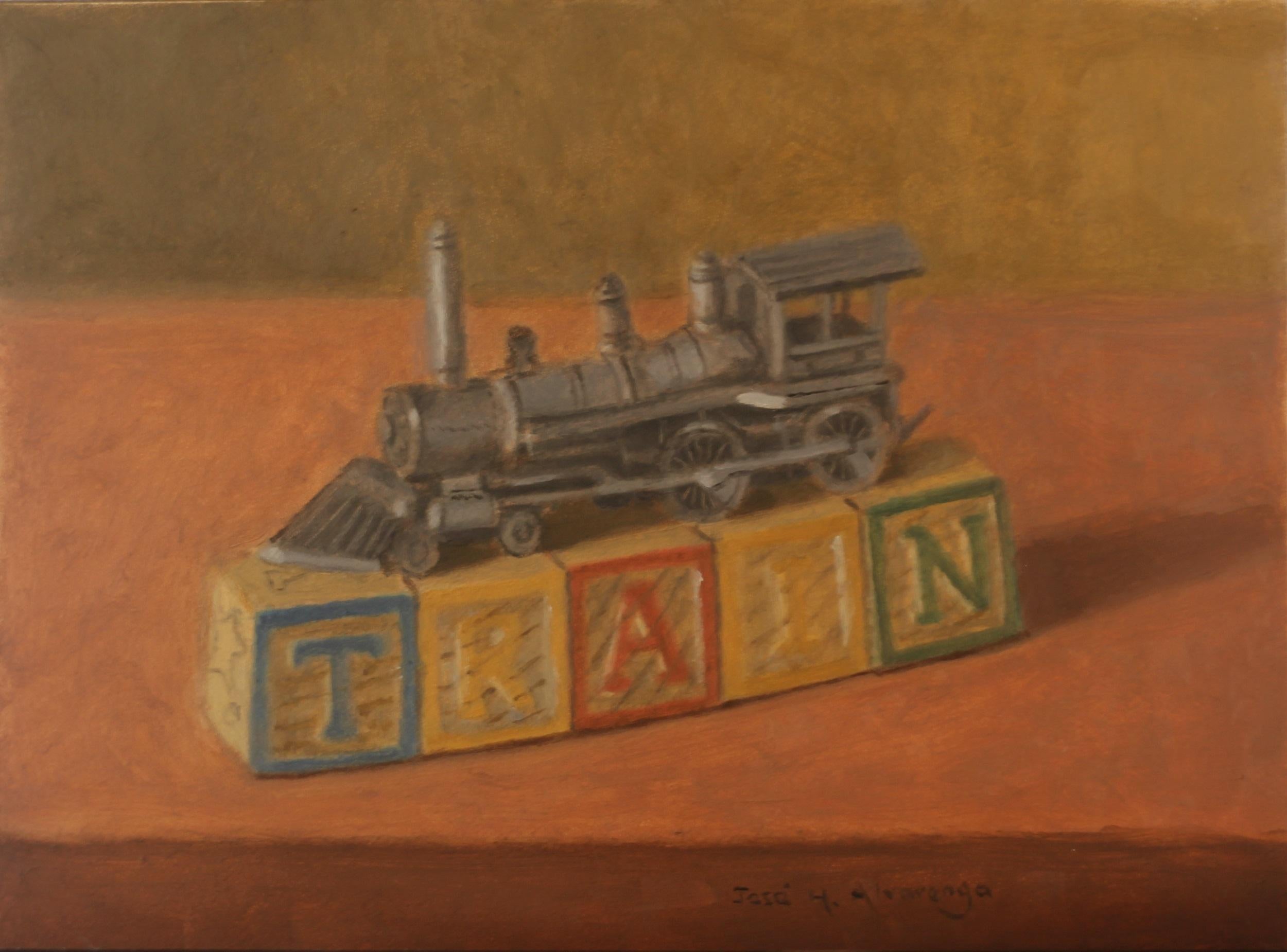Jose H. Alvarenga Still-Life Painting - Pewter Train, Oil Painting