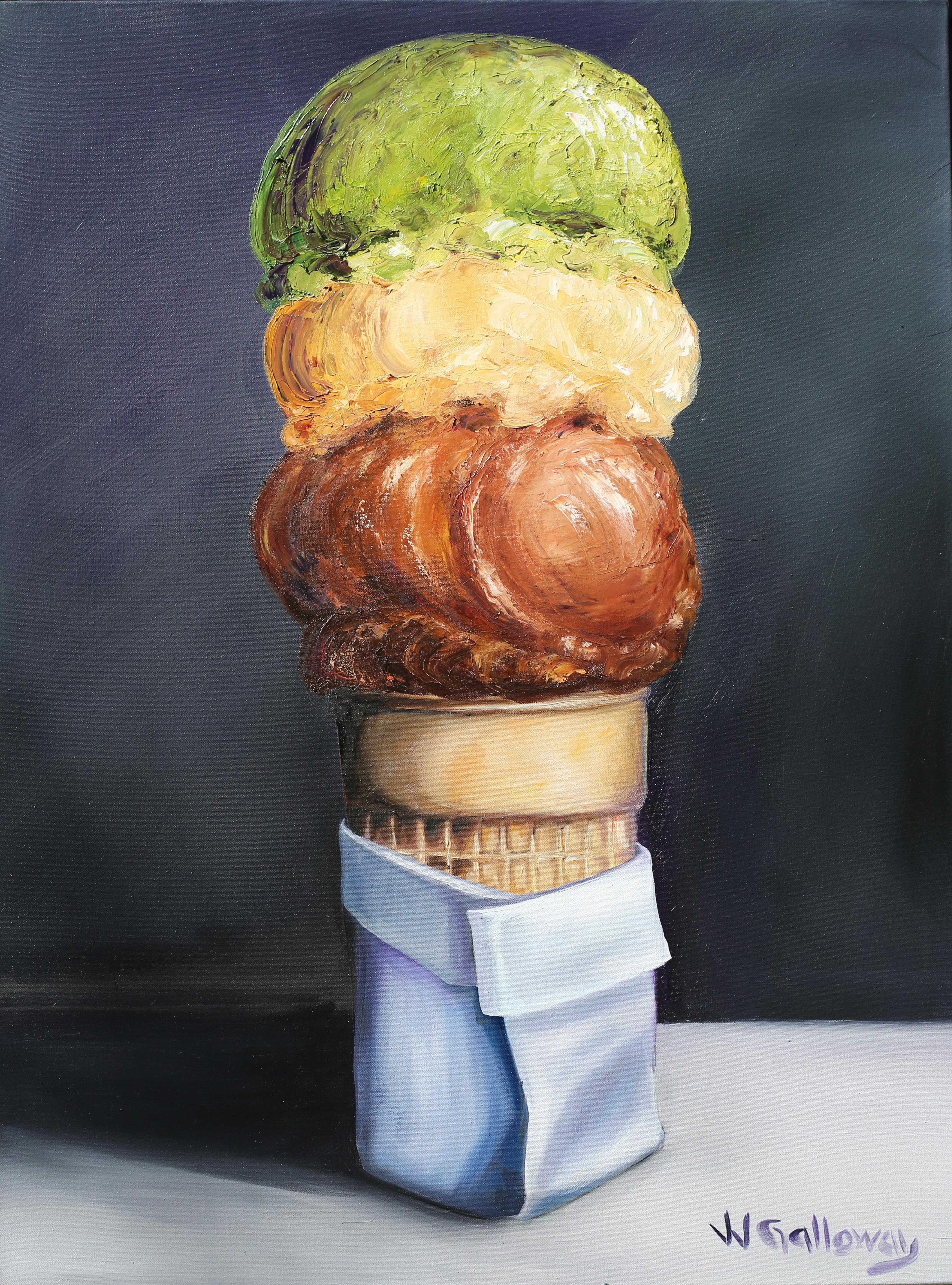 JJ Galloway Still-Life Painting - Three Scoops, Oil Painting