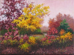 Forsythia Ascending, peinture à l'huile