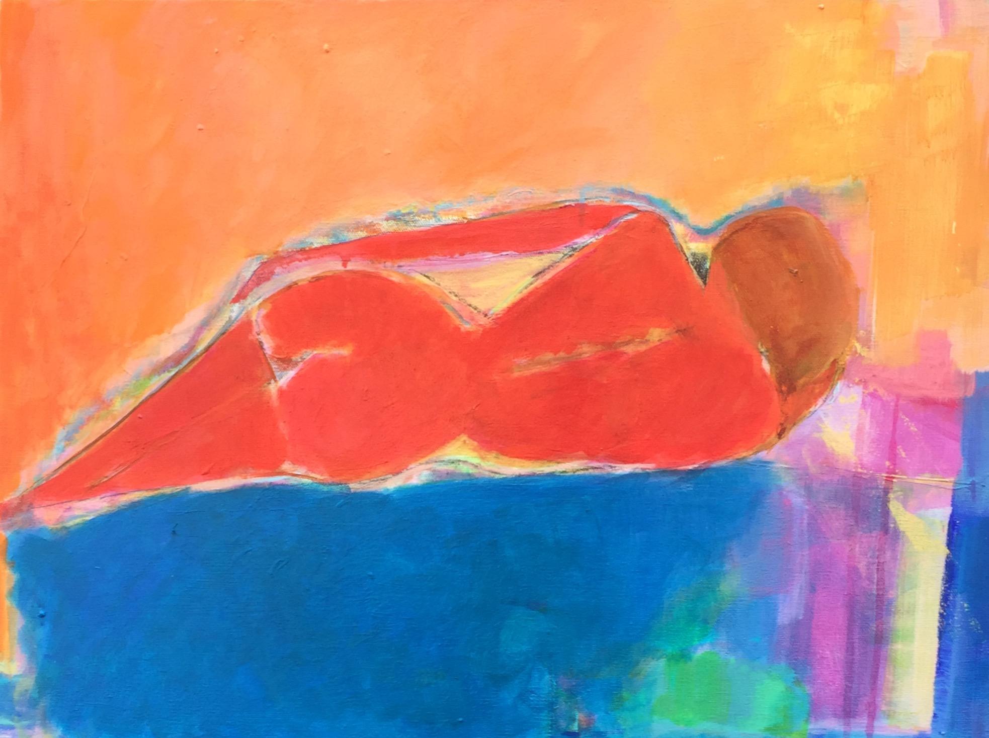 Robin Okun Nude Painting - Lying 2, Original Painting