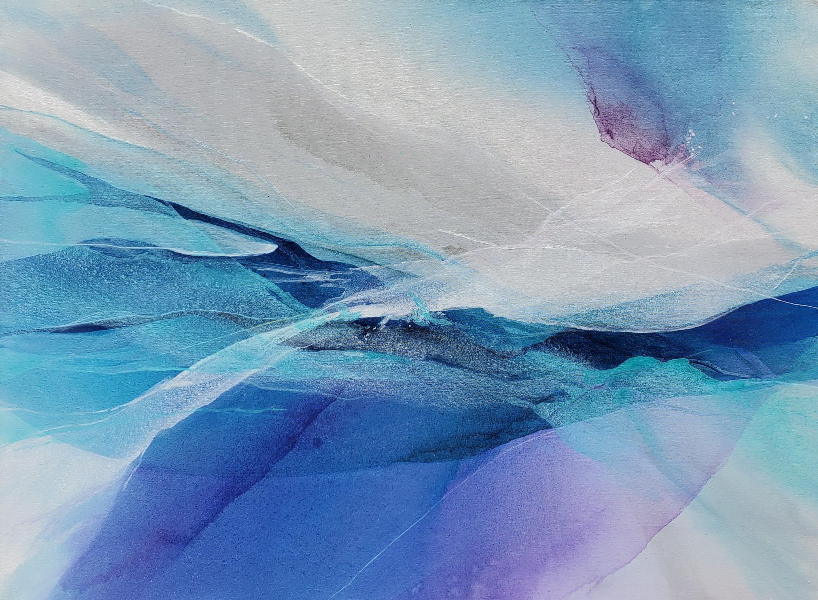 <p>Artist Comments<br />A celestial abstract painting in layers of blues, purple, gray and white blended to create pools of light and shadow. Artist Dorothy Dunn continually observes the ever-changing light and color of the sky and ocean. "Does this