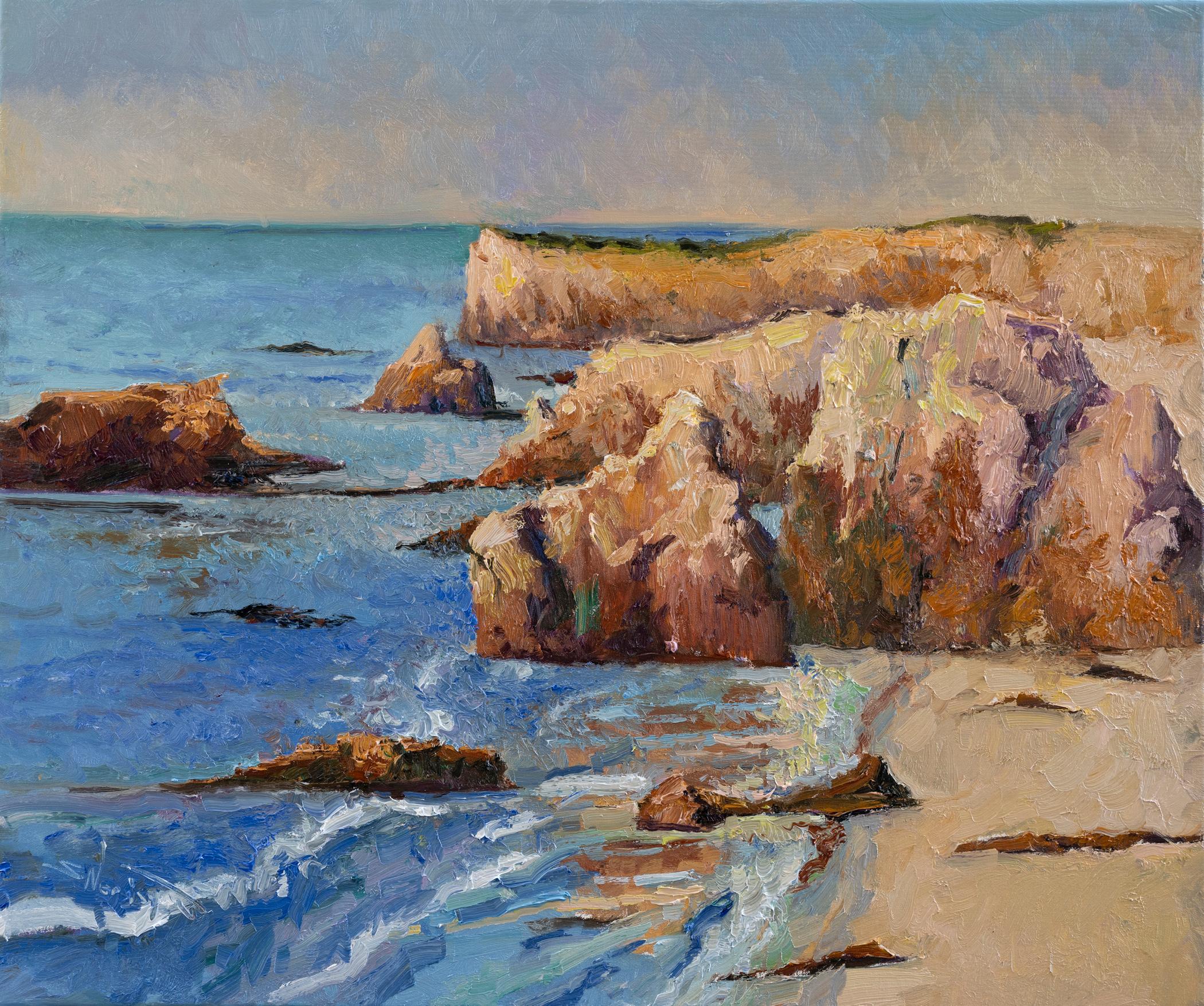 Océan Pacifique, rochers, peinture à l'huile - Art de Suren Nersisyan