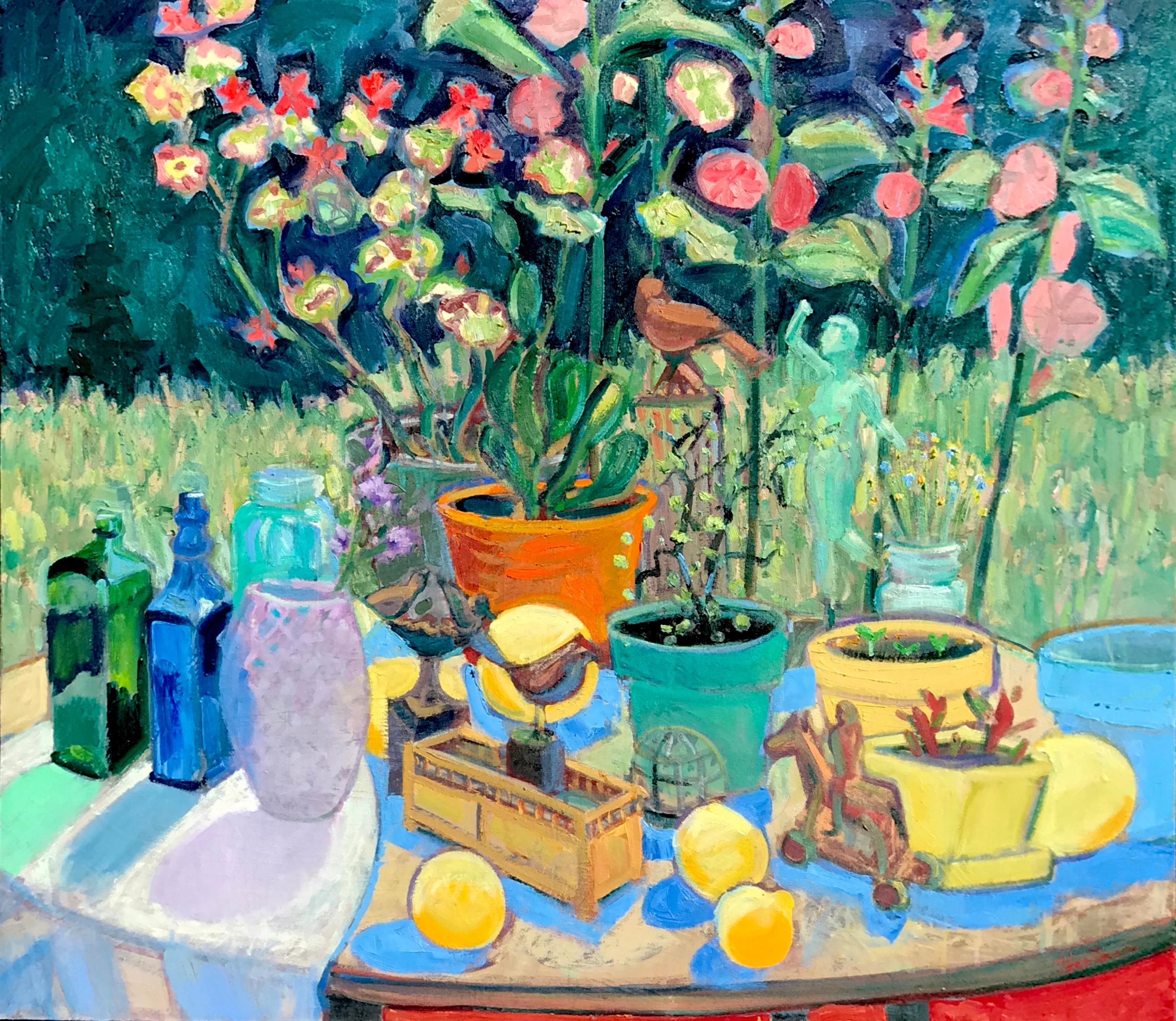 James Hartman Still-Life Painting - Still Life in Garden, Oil Painting