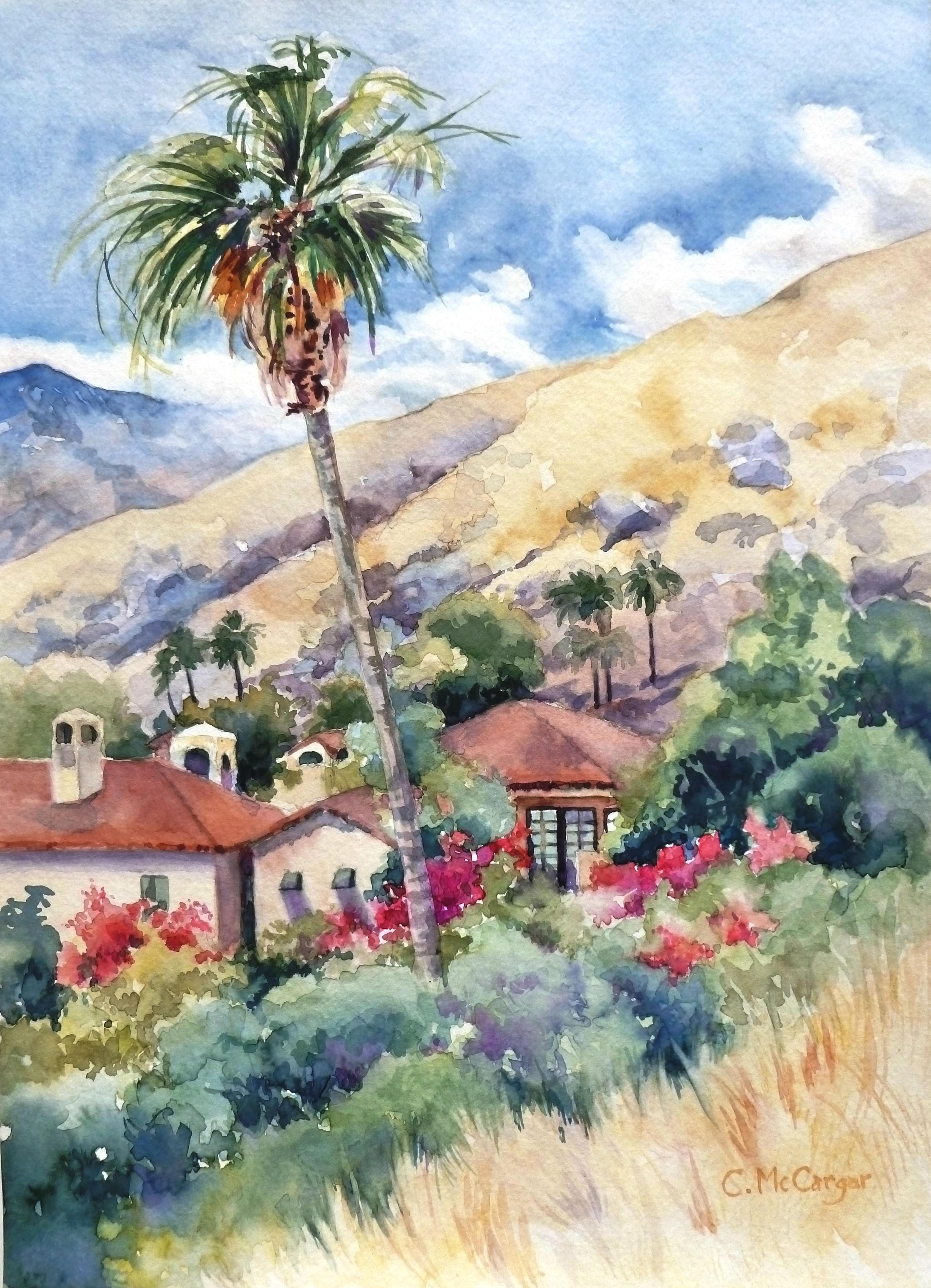 Palm Springs Palm, Original Painting - Art by Catherine McCargar