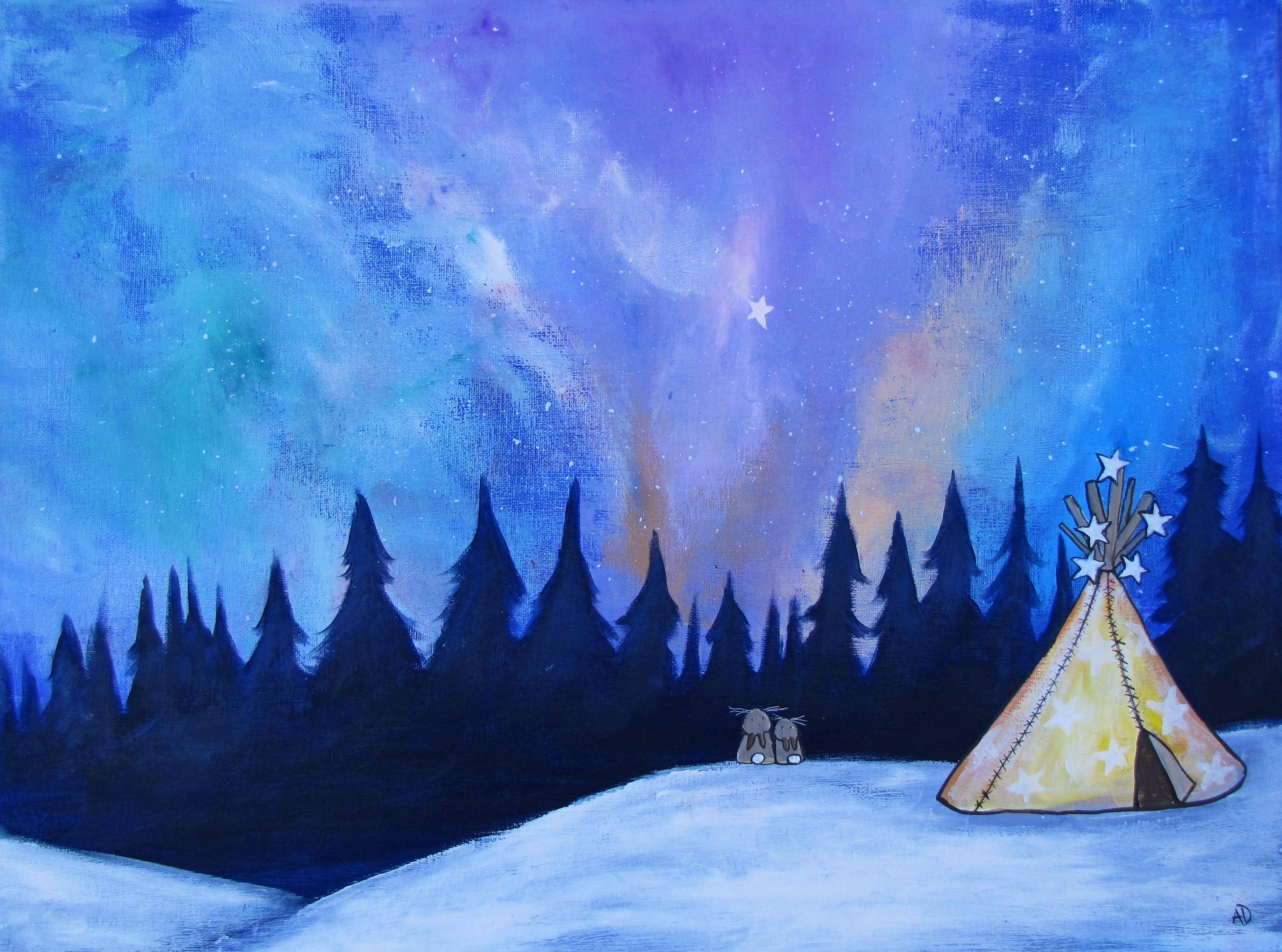 Andrea Doss Animal Painting - The Northern Lights, Original Painting