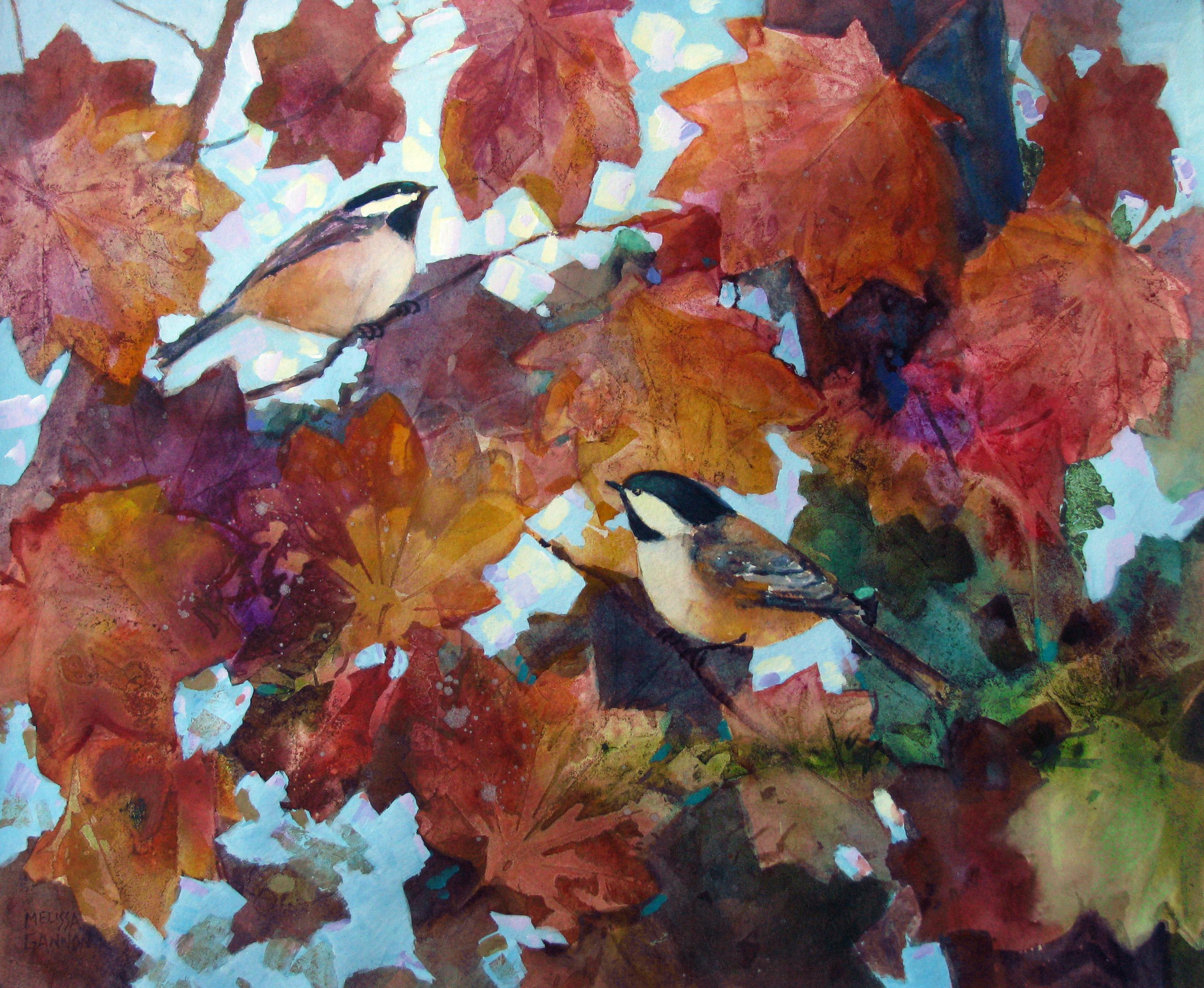 Hojas Revoloteantes, Pintura Original - Mixed Media Art de Melissa Gannon