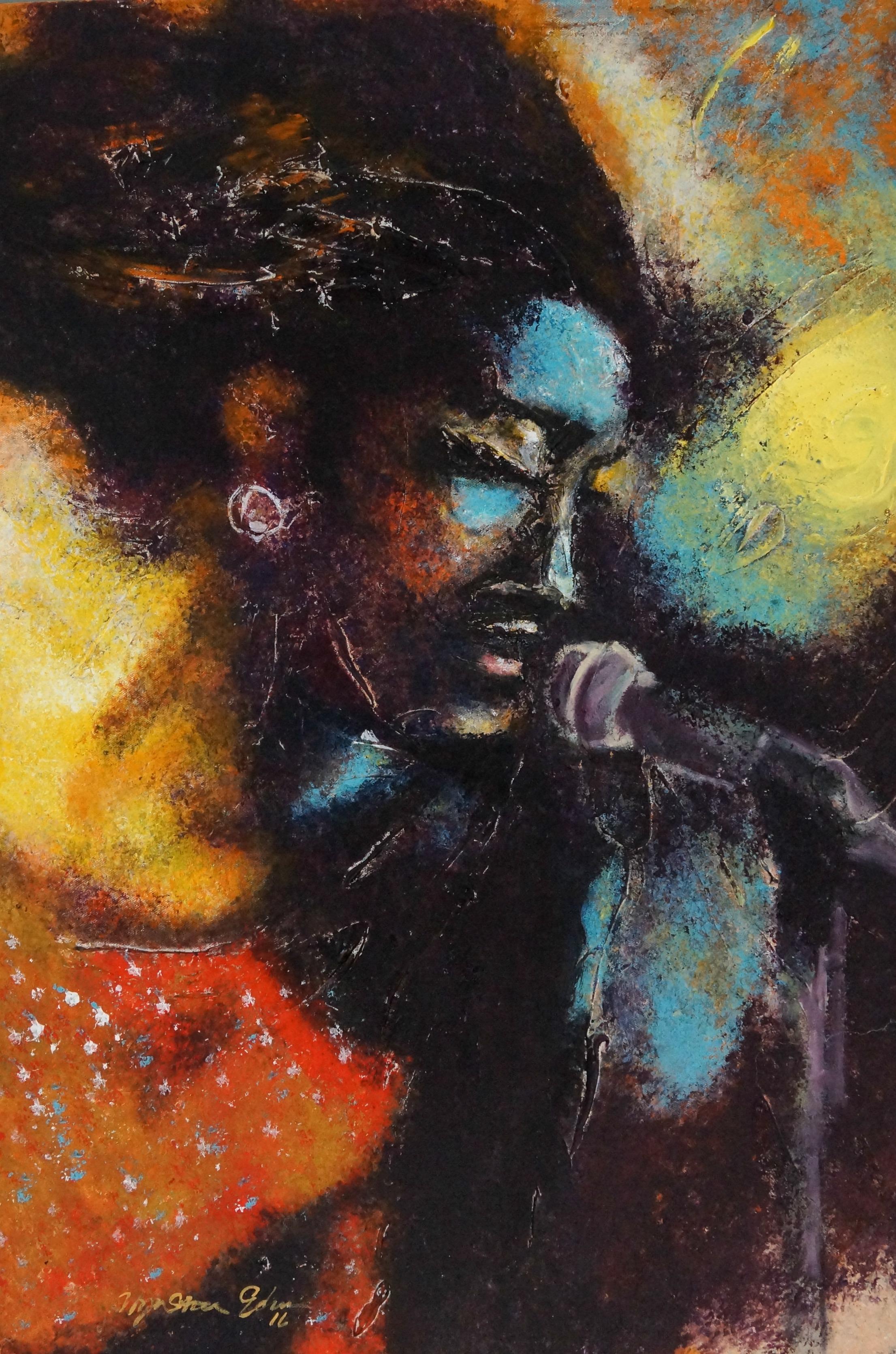 Soul Singer, Original Painting - Art by Wynston Edun