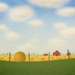 Bales in a Summer Field, Original Painting